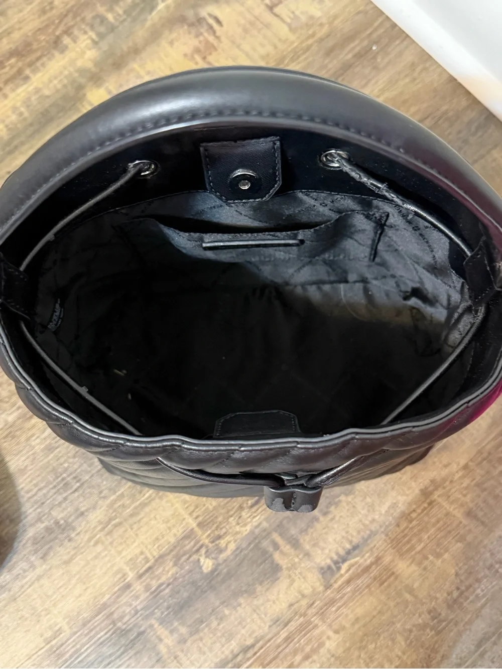 Michael Kors Black Quilted Drawstring Hobo